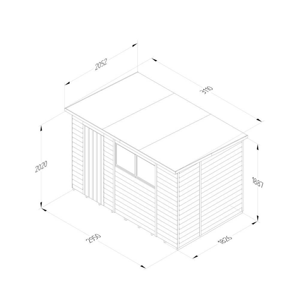 4LIFE Pent Shed 10×6 – Single Door – 2 Windows 5013053200247 2
